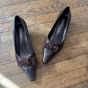 Franco Sarto Dark Brown Leather Heels with Bow